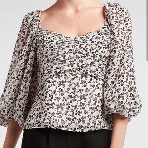Floral balloon sleeve blouse